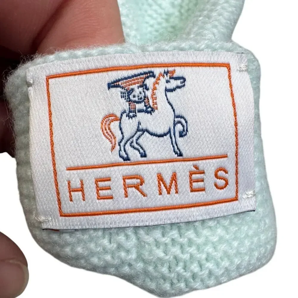 Authentic Hermès Baby Cashmere Socks Aqua Blue 100% Cashmere Size 6 Months